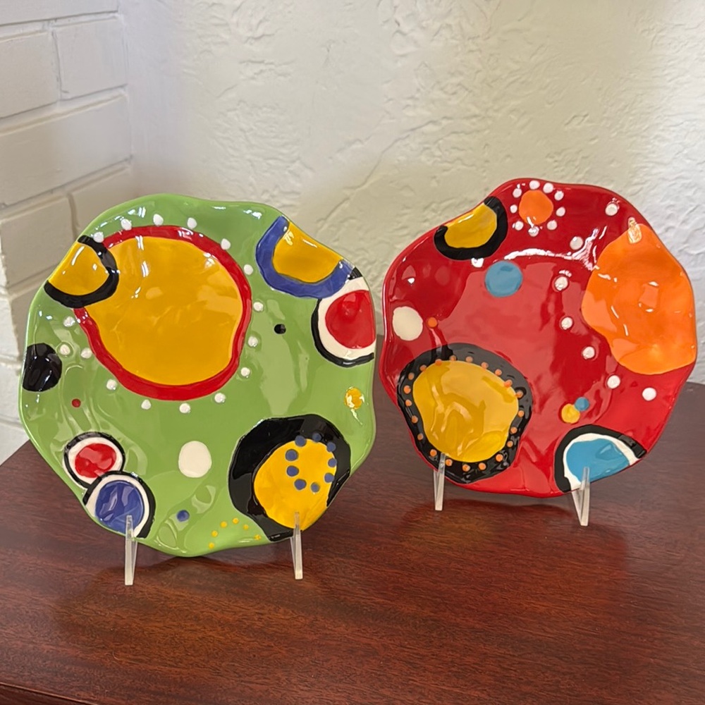 Vintage Bella Casa by GANZ Abstract Art 8” Plates
